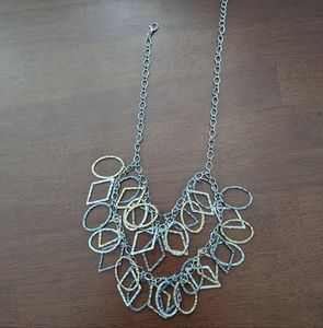 Silver and gold multi-layered statement necklace